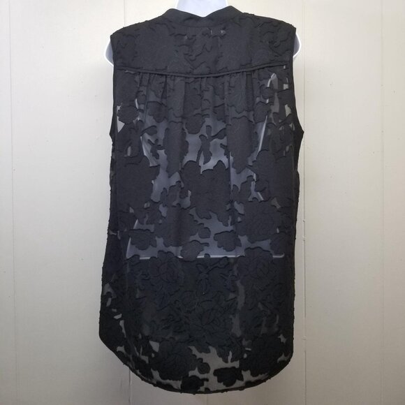 Cabi M Shirt Top Blouse Black Clip Art Sheer 5346 Sleeveless Tunic - Picture 5 of 6